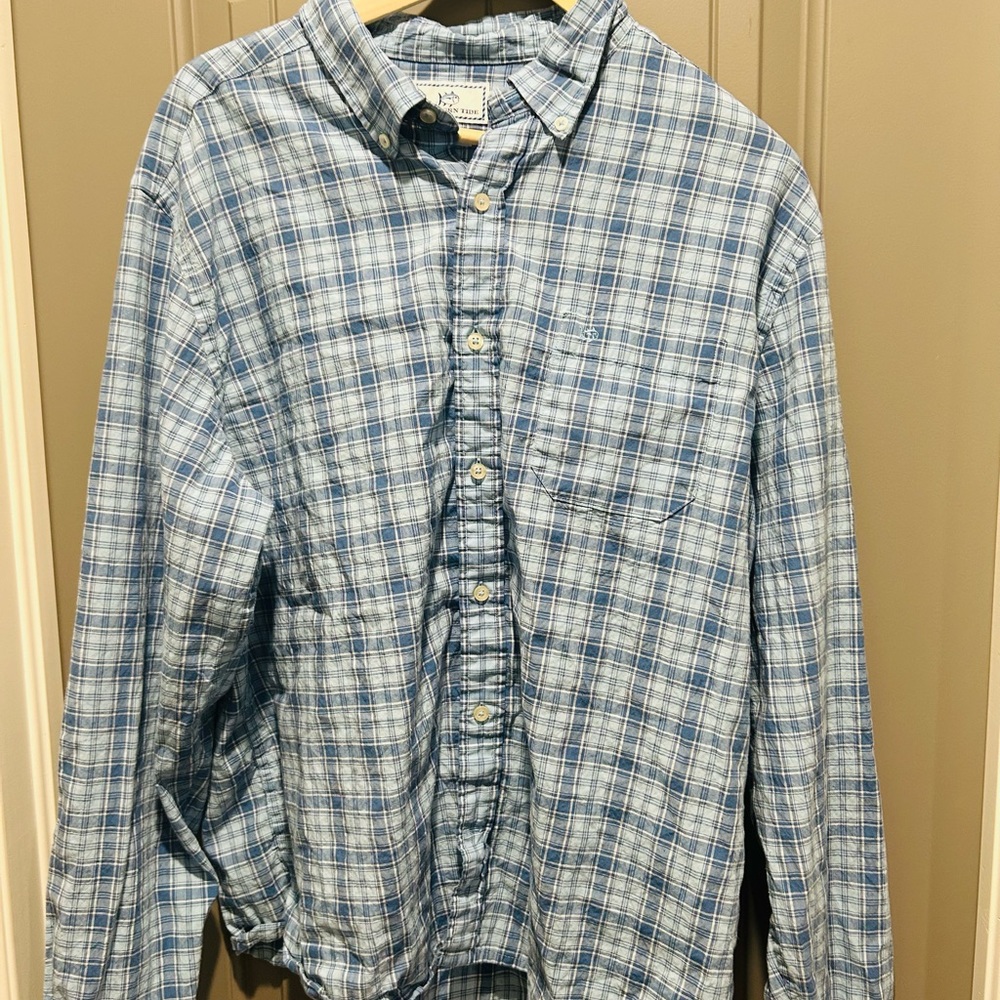 Southern Tide Light Blue Checkered Shirt